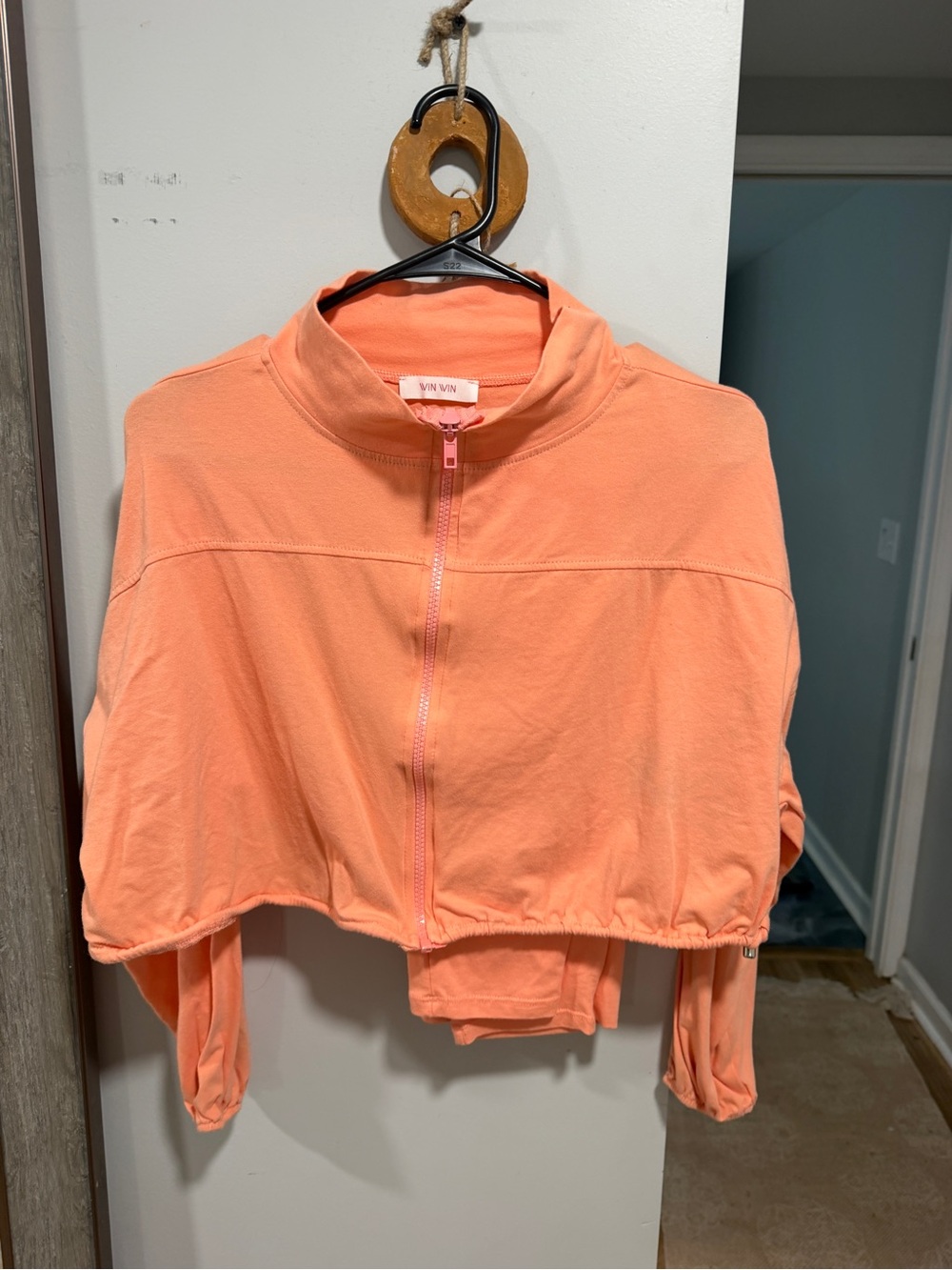 WinWin Cropped Bomber Jacket and matching leggings in Peach